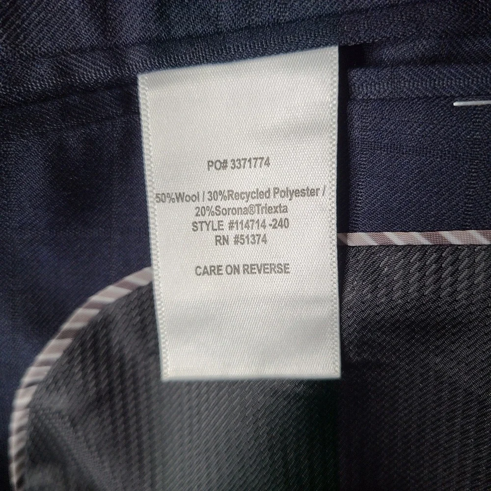 AR Red For Cintas Jacket Men 38R Navy Blue Plaid Blazer Wool Blend 2 Button Coat